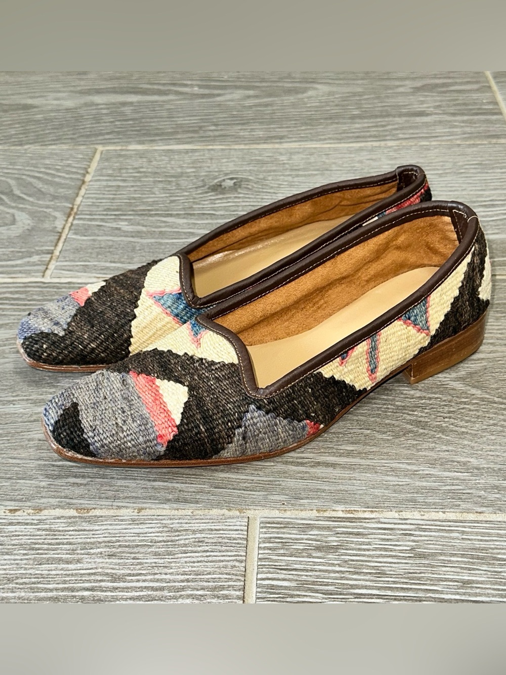 Artemis Design Co. Kilim Smoking Loafers Vintage Rug Handmade Women’s Sz 37 /6.5